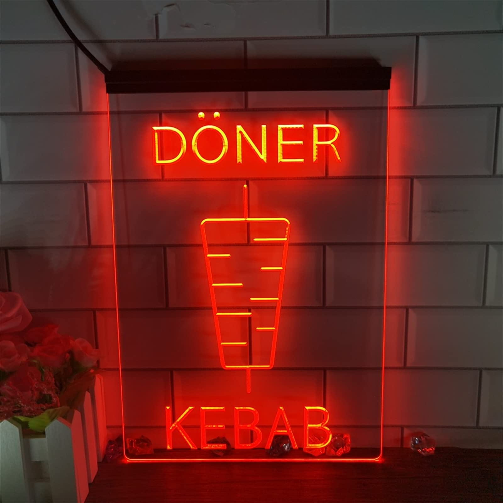 Niestandardowy sklep z kebabami LED neon, ściemnianie USB wyświetlacz 3D neony do dekoracji ścian restauracji lampki nocne,Rgb,20x30cm