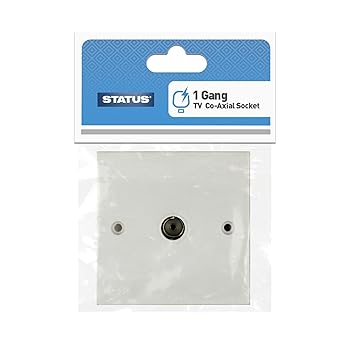 Status TV Aerial Socket 1 Gang Single Coaxial TV Aerial Connector, White