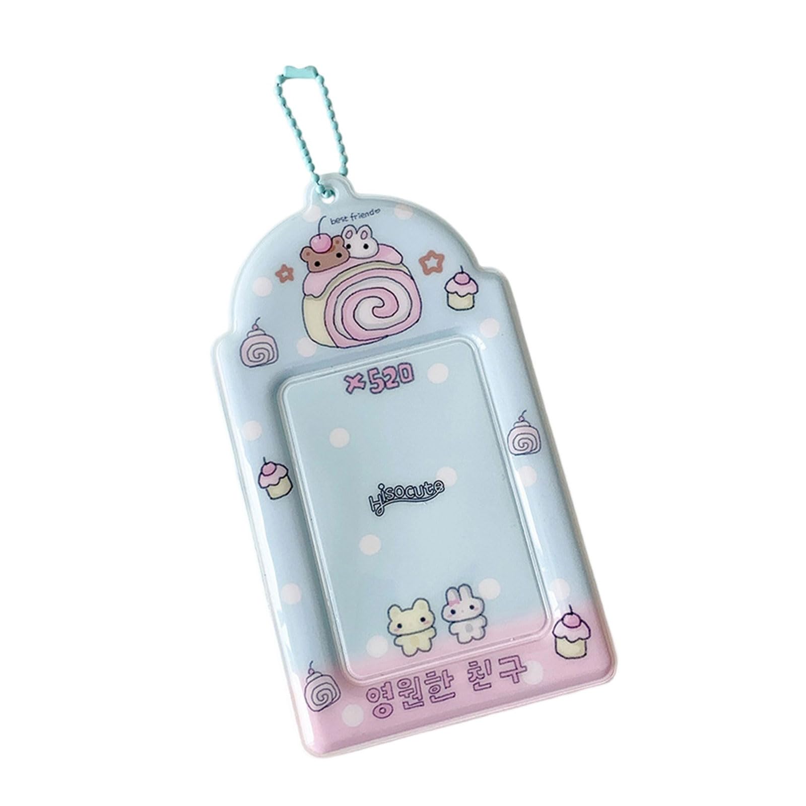 Uqezagpa Photocard Holder Korean Popular Photo Card Holder with Keychains Cards Holders Keychain Student Card Sleeve Protector