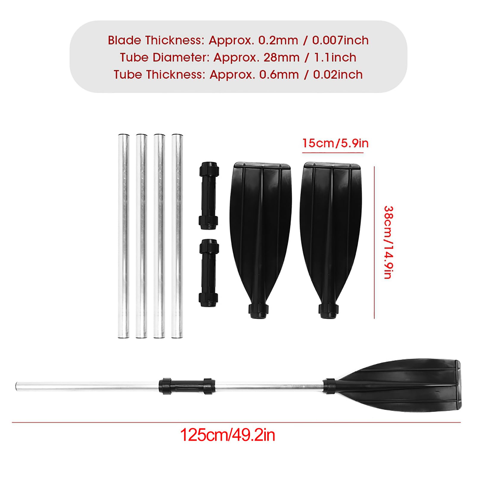 Avirons amovibles à double extrémité en alliage d'aluminium de 210 cm / 82,7 pouces rame de bateau