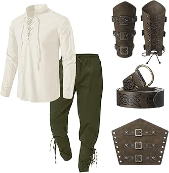 Bandana Cache œil Pirate Set Accessoire Déguisement Pirate - 7 Pièces : Bandana, Ceinture, Cache-œil, Bijoux - Homme Et Femme Refuge Du Pirate