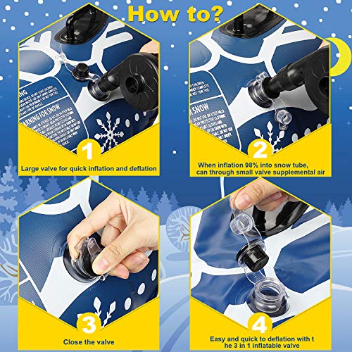 Upgraded 48 Inch Snow Tube No More Popped with Thicker 0.8mm Military Grade Material Inflatable Snow Sled for Kids and Adults Durable Sledding Tubes Extra Large Heavy Duty Inflatable Snow Tube - Thumbnail 2