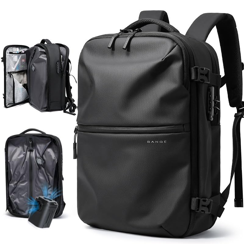 Image of Wooum Vacuum Compression Travel Backpack for Men, Waterproof Anti-Theft Backpack with Lock, Air-Sealed Compression System, Shoe Compartment, Laptop & Business Travel Backpack