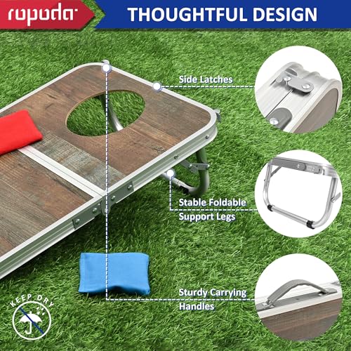 Image of ROPODA Portable Cornhole Board Set,24x16 / 30x20in Corn Hole Games for Adults with 8 Bean Bags, Lightweight Aluminum Alloy Edging Cornhole Set for Outdoor Games, Beach and Tailgates
