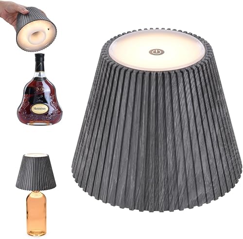 Miniatura 19 de WILIT Lámpara inalámbrica para botellas de licor, pantallas de lámpara de mesa regulables sin cable, luz nocturna que funciona con baterías para 1