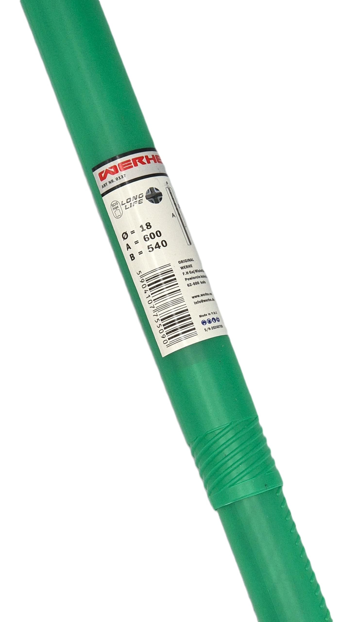 WERHE Foret béton SDS MAX 18x600mm – Foret marteau pour béton et brique – 4 taillants