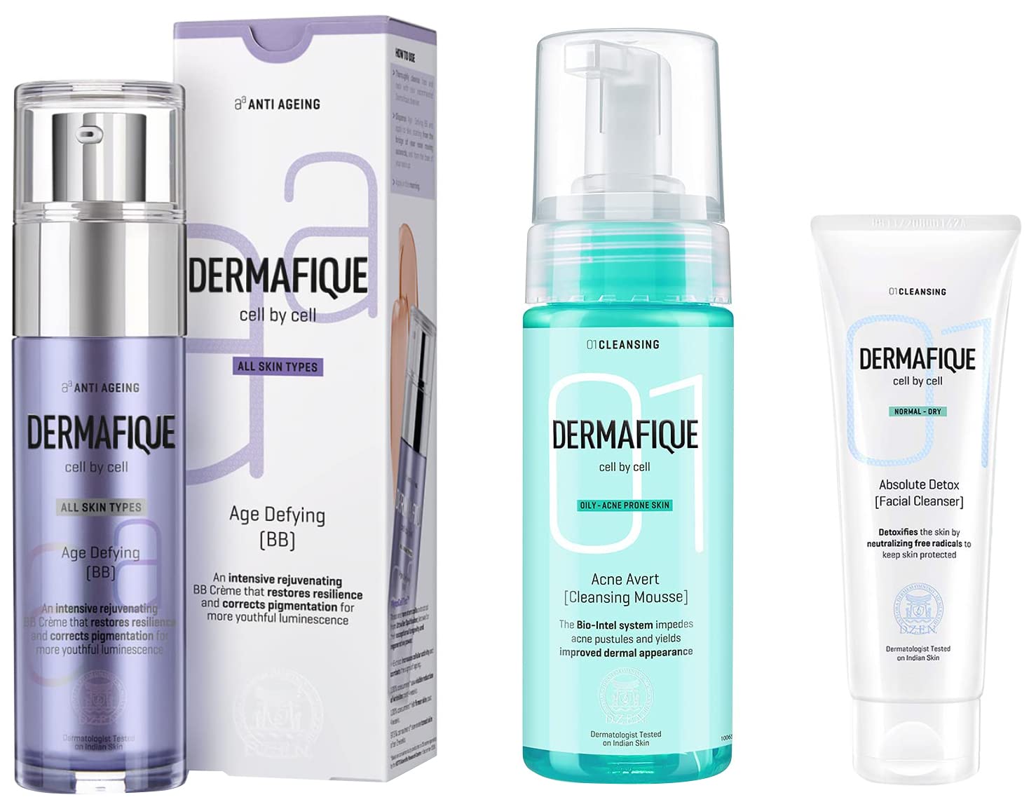 Dermafique BB Cream &Dermafique Acne Avert Cleansing Mousse, 150 ml &Dermafique - Absolute Detox Facial Cleanser, 100 ml-picture-19