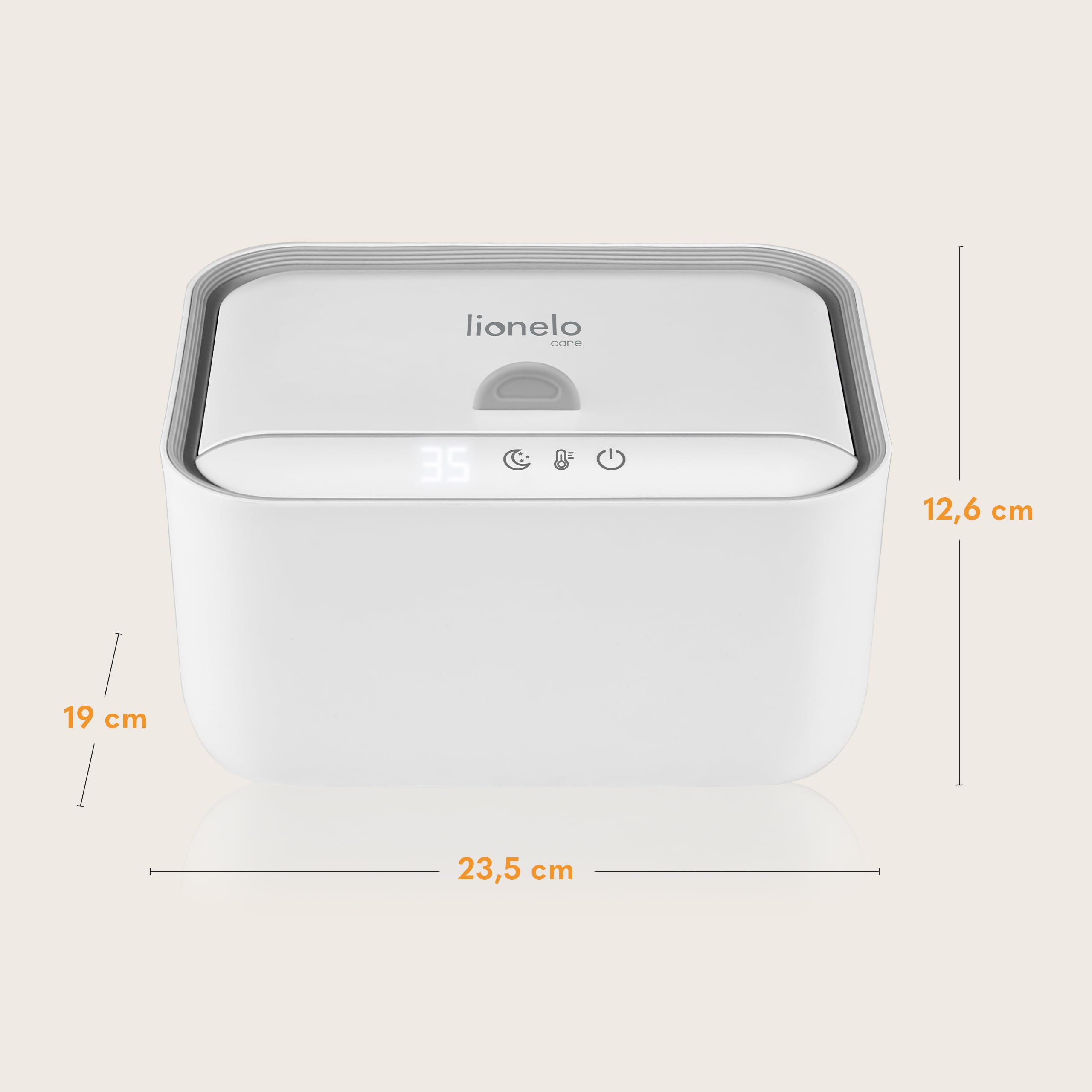 Lionelo Babyblish - Calentador para toallitas húmedas y toallas pequeñas, 20 W, luz nocturna integrada, 3 niveles de calor, panel táctil, mantiene las toallitas húmedas
