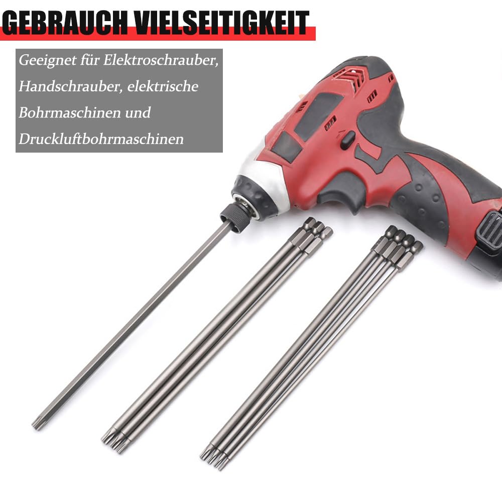 CODIRATO Torx Bits Set – 8 Größen Magnetisch, S2 Stahl, 1/4" Sechskant, Für Schraubendreher & Bohrmaschinen