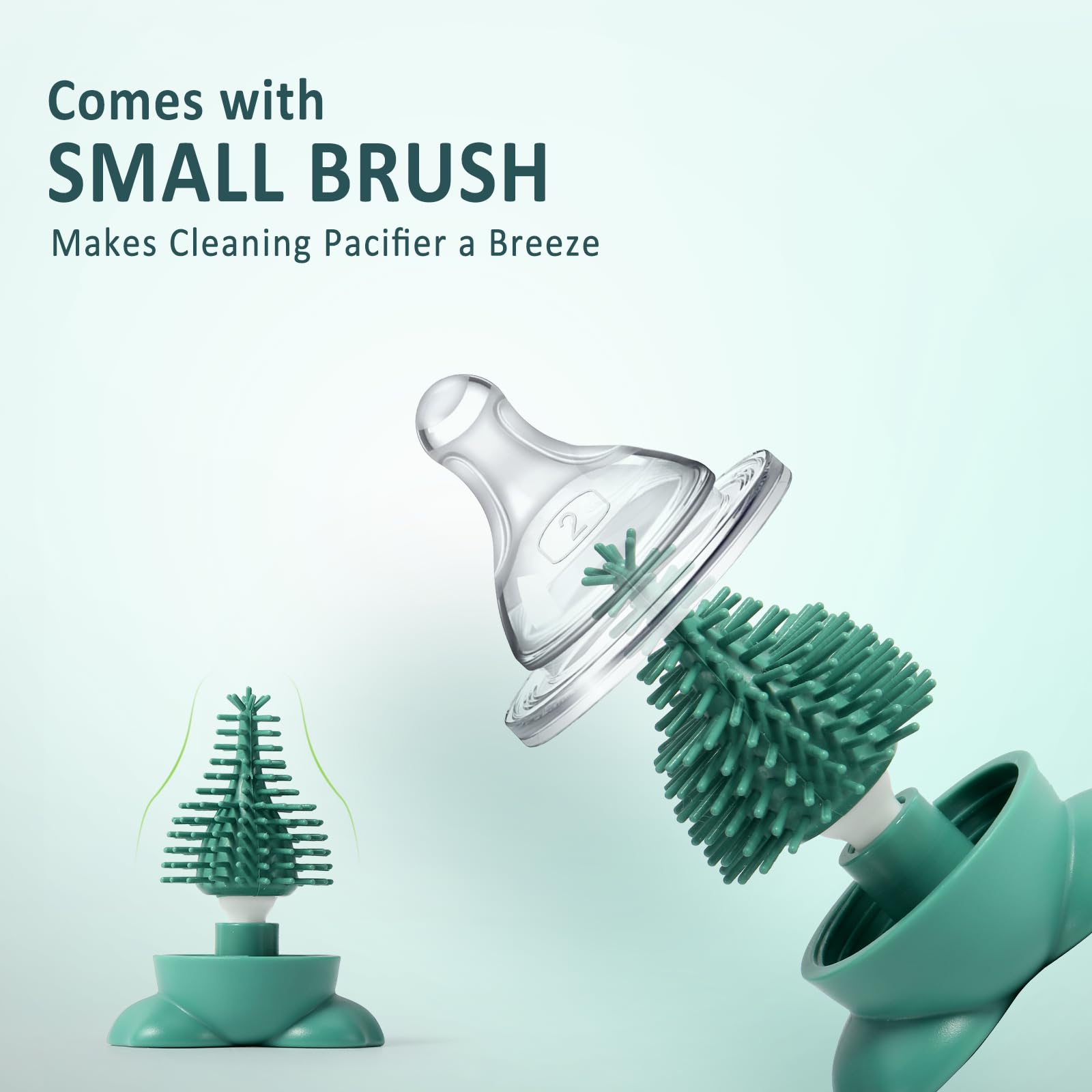 Diboniur Baby Bottle Brush, 3-in-1 Silicone Bottle Cleaner Brush with Dummy Brush, Scratch-Resistant and Durable - Image 3