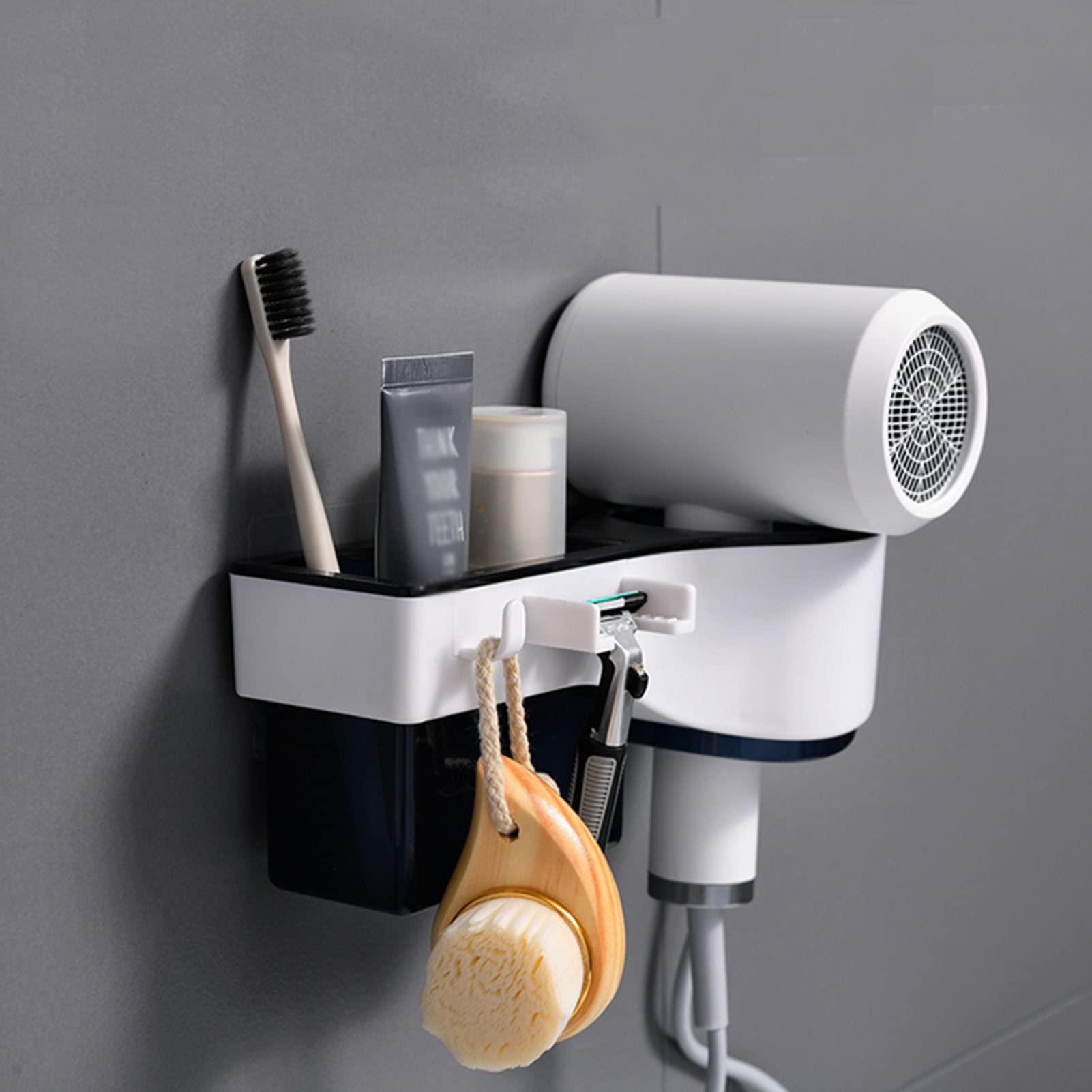 Soporte para secador de Pelo montado en la Pared, Organizador para secador de Pelo, Estante para secador de Pelo, Organizador de Herramientas para el Cuidado del Peinado del baño (