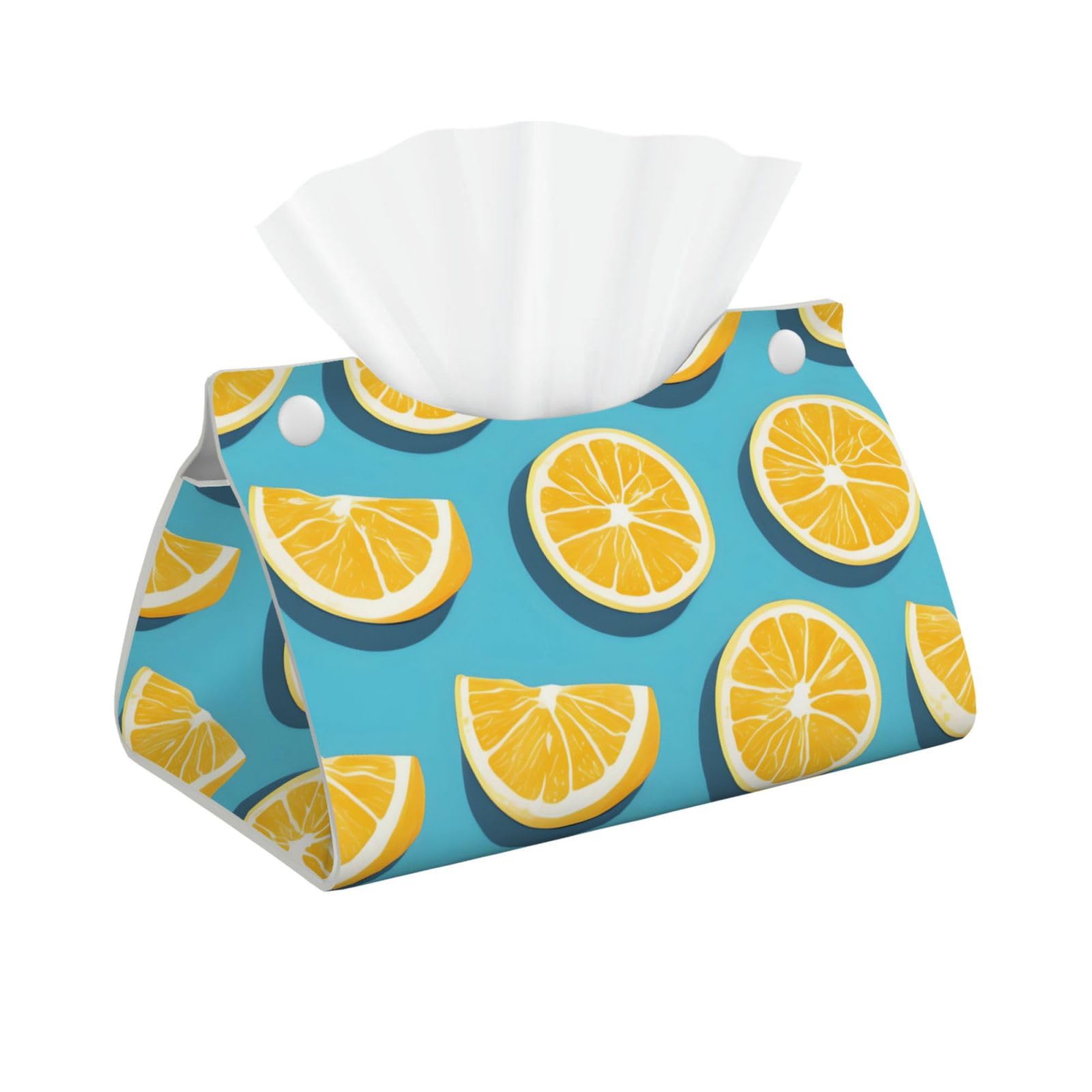 Lemon wedges Long Leather Tissue Box Cover-Waterproof PU Leather Tissue Holder for Bathroom, Decorative Rectangular Tissue Case