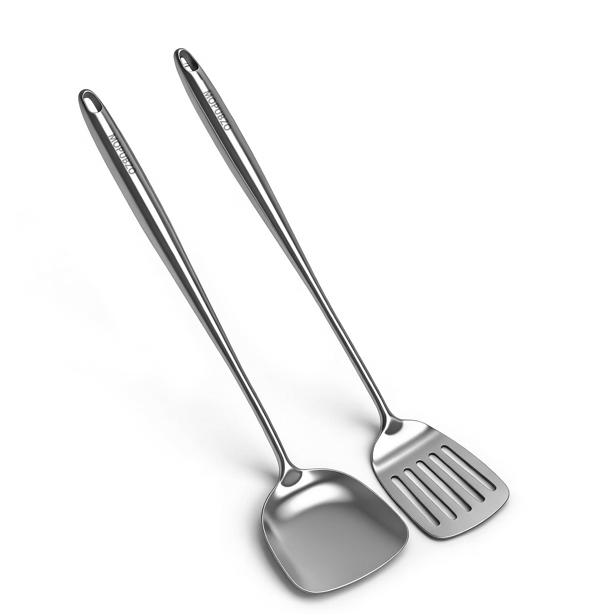 2 Stück Pfannenwender Aus Edelstahl 43cm, Silberner Pfannenwender, Robuster Küchenspatel, Spülmaschinenfest, Ideales Kochgeschirr Für Fisch, Eier, Pfannkuchen