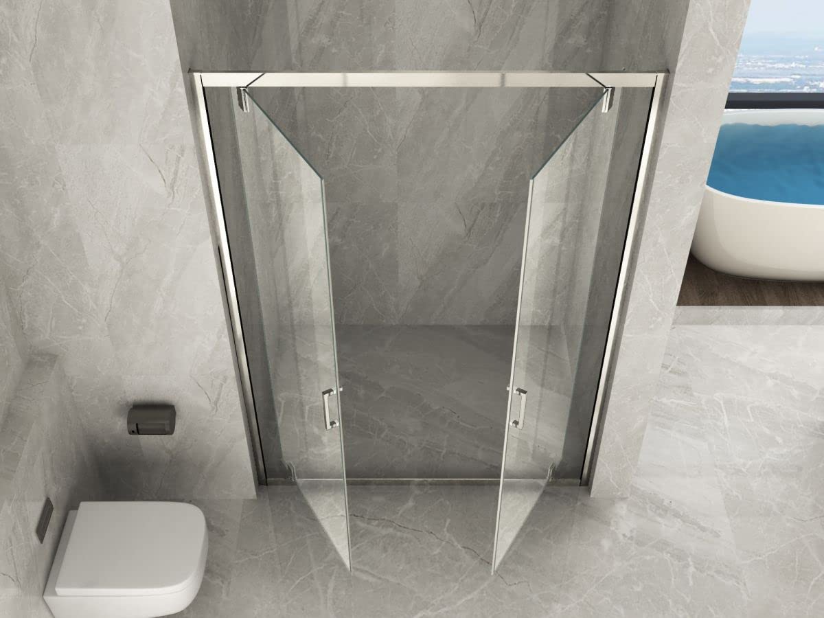 Linea Doccia | Box Porta Doccia Cristallo 6 mm, Apertura Saloon Interna e Esterna, Anticalcare, Trasparente o Opaco, Misura 130 cm, H 190 cm, Vetro Opaco