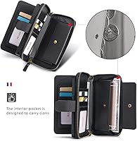 Vista 5 de Asuwish Funda de teléfono para Samsung Galaxy A53 5G con cremallera, funda desmontable con protector de pantalla y soporte de tarjeta de espejo