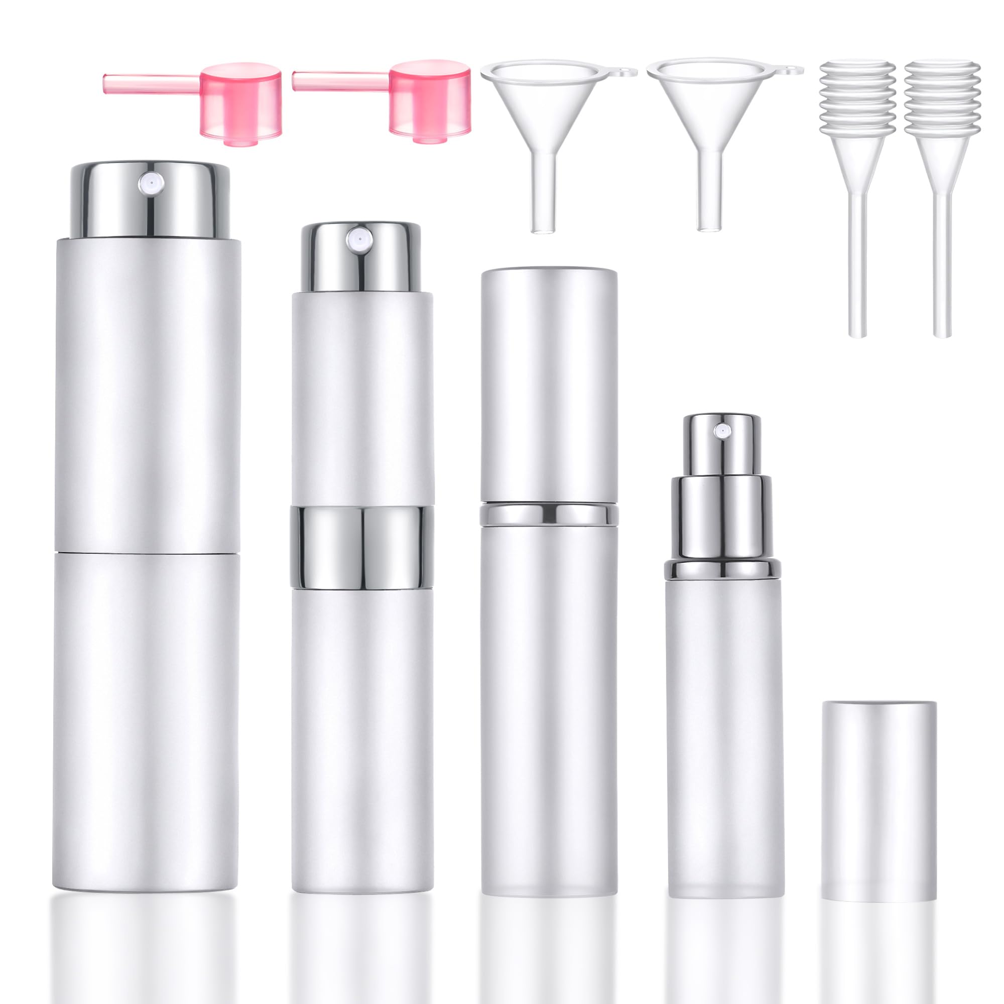 Yikimyfo 4 Pcs Mini Travel Perfume Bottle, 6/8/10/20ml Refillable Perfume Bottle Travel Size Cologne Sprayer for Men Women Fine Mist Perfume Atomizer Spray Bottle for Travel Party Must