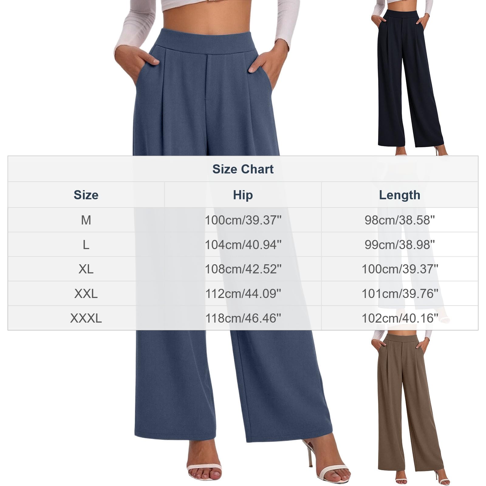 Dress Pants Women Straight High Waisted Stretch Work Pant 2026 Business Casual Flowy Slacks Trousers with Pockets - 3