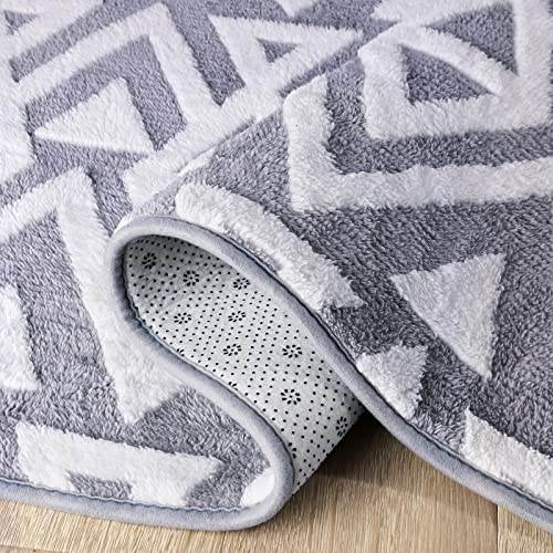 Grey Area Rug For Bedroom, Memory Foam Rugs 6'X9' For Living Room, Plush Geometric Textured Carpets For Kids Room, Shaggy Washable Rug For Nursery Dorm Room Decor, Grey Rug #TOP2