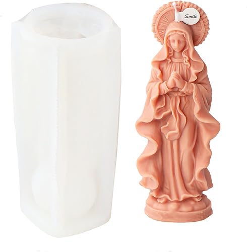 Miniatura 8 de Xidmold - Molde de resina Virgen María, molde de silicona 3D para escultura, vela, jabón, yeso, decoración religiosa del hogar (A)