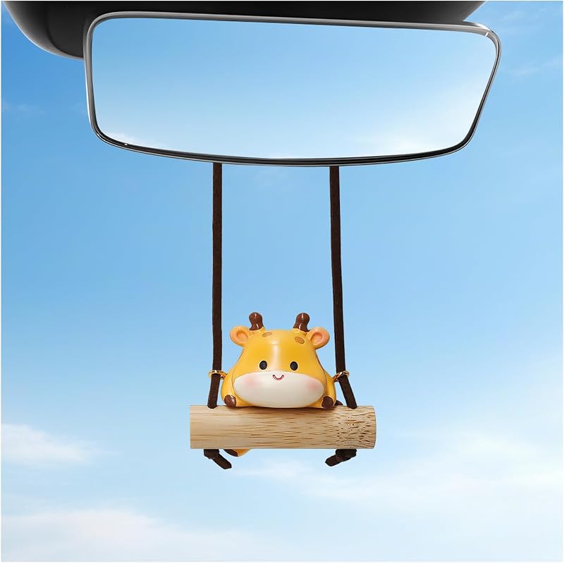 Adorno colgante para espejo retrovisor de vaca oscilante, bonito colgante de resina para espejo retrovisor automático, colgante de vaca divertido, accesorios interiores universales para auto, SUV, camión (ciervo)