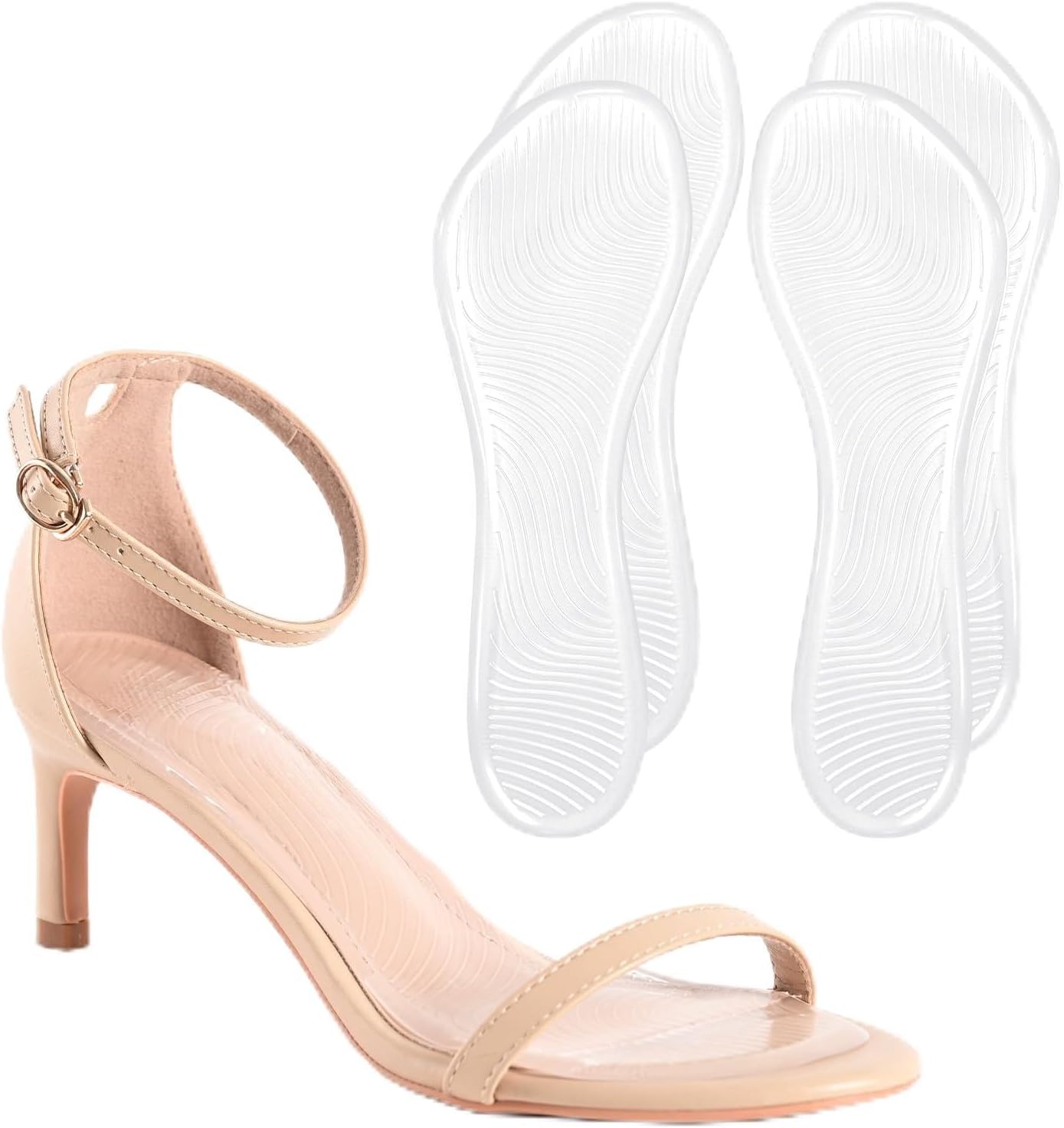 High Heels Cushion Insoles for Women – Bukihome 3/4 Gel Inserts for High-Heeled Shoes, Sandals, Invisible Soft Shoe Pads Prevent Slip, Foot Pain Fatigue Relief, Comfortable Support for Flat Feet (S)