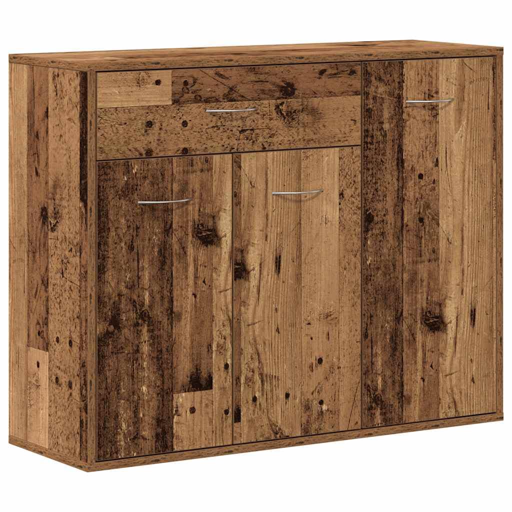 Mueble de madera envejecida con acabado industrial rústico de tres puertas batientes