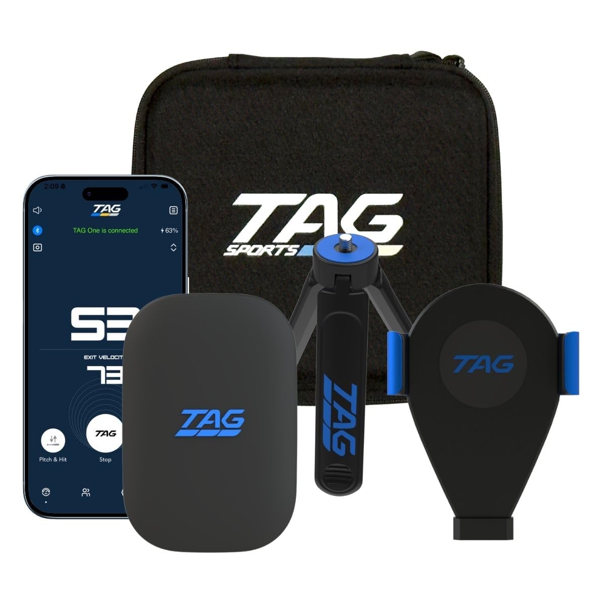 Radar sportivo TAG ONE con custodia per il trasporto – Accurato tracciatore di velocità di passo e velocità di uscita, durata della batteria di oltre 6 ore, attrezzatura portatile per allenamento da