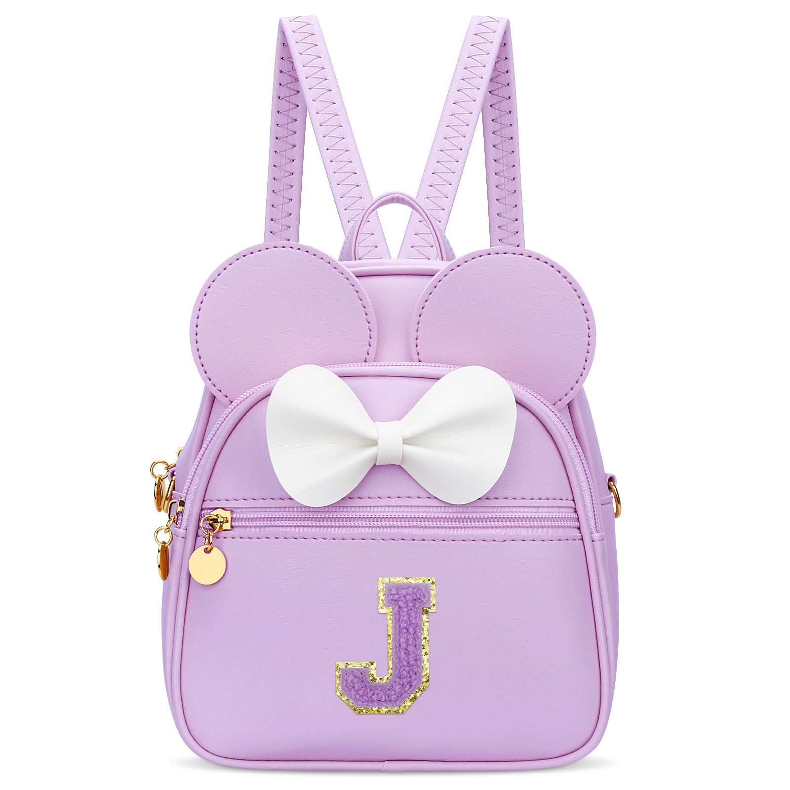 KKXIU Girls Initial Bowknot Cute Mini Backpack for Toddler, Travel Small Girl Backpacks, Personalized Birthday Gifts for Little Girls and Kids(J,