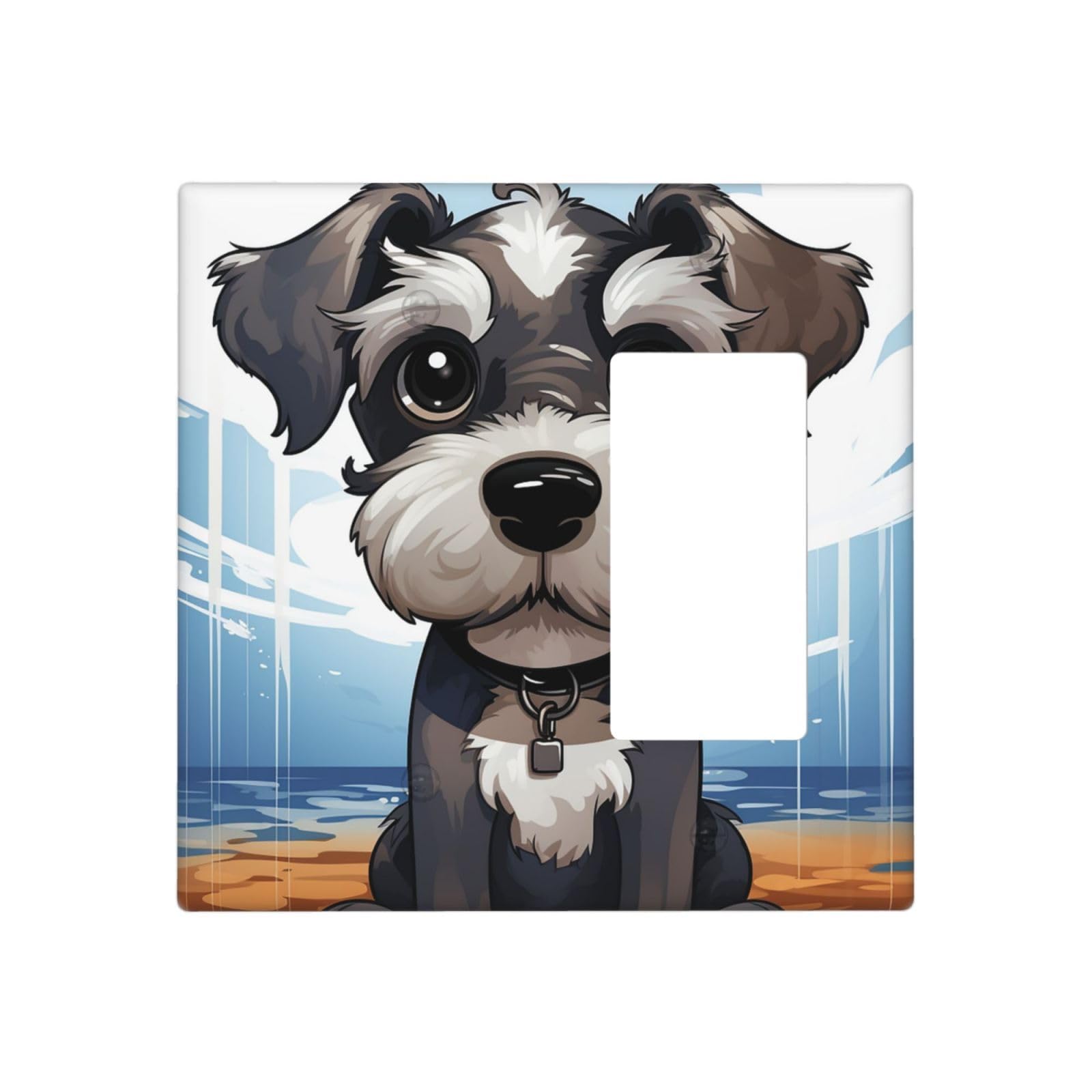 Decorator Wall Plate 2 Gang Light Switch Covers adorable schnauzer Wallplate Double Toggle Switch Plate Mid-size Electrical Outlet Covers Decorative Wall Switch Plate Cover