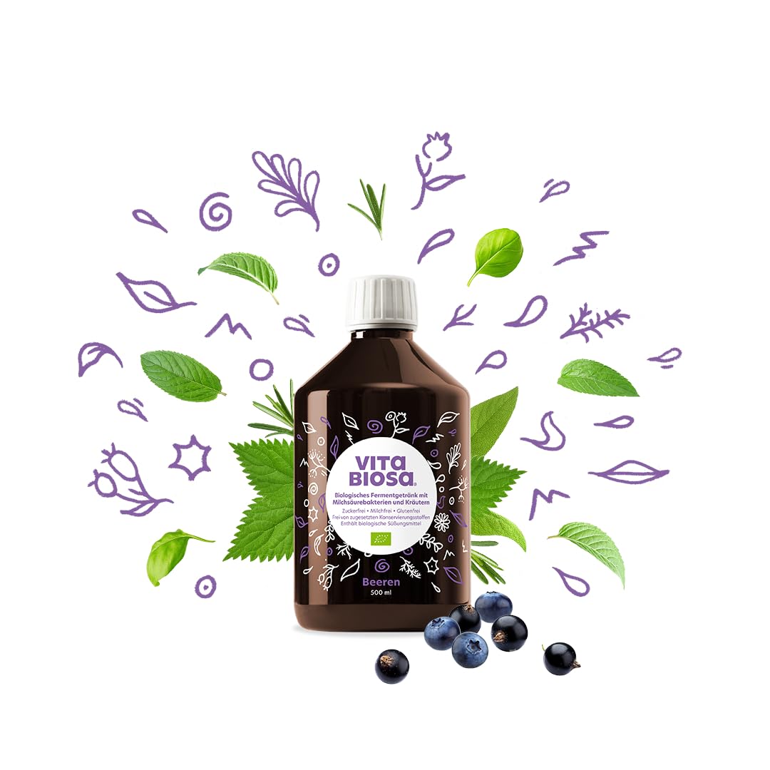 Vita Biosa Berries 500 ml in organic quality - the sweet-acidic version with organic sweet - ferment drink with lactic acid bacteria from 19 herbs