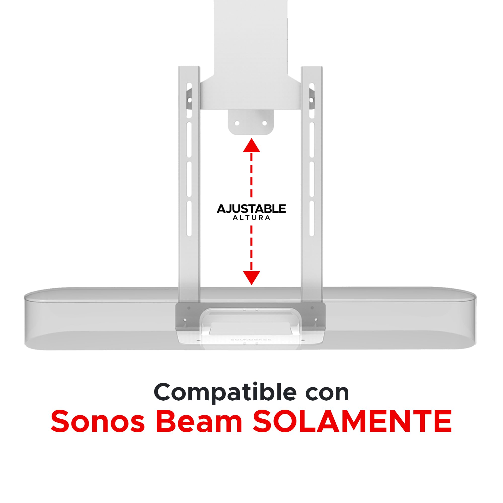 Sound bass Beam Soporte TV para Barra de Sonido, Debajo del TV, Blanco
