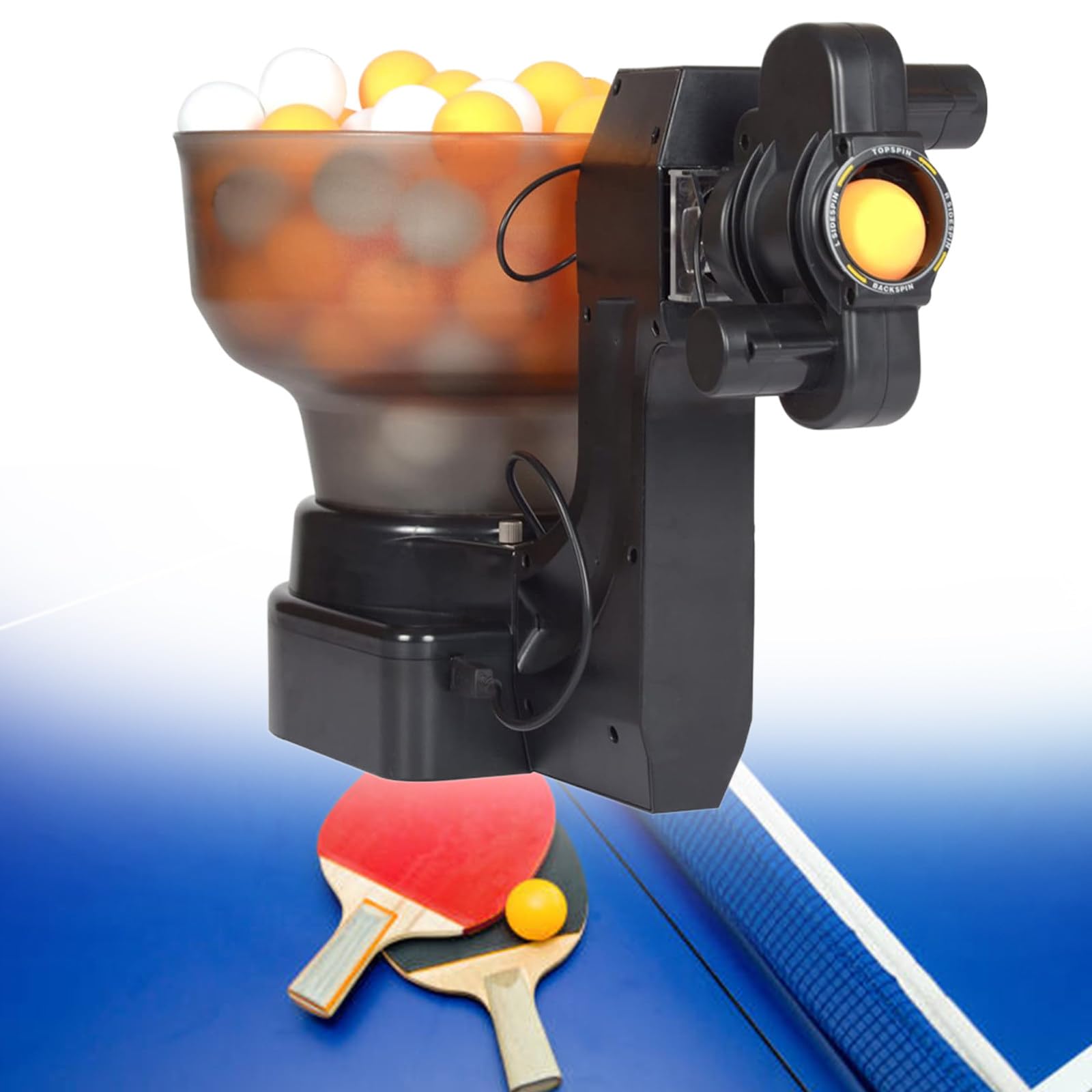 Robot do tenisa stołowego Roboty do ping-ponga Automatyczna maszyna do piłek z 36 różnymi piłkami obrotowymi do treningu, klubu gier sportowych, nauki