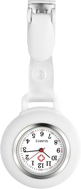Avaner Nurses Fob Watch Snap Lapel Watch Hanging Fob Watch with Silicone Cover for Nurses Doctors (7 Colors)