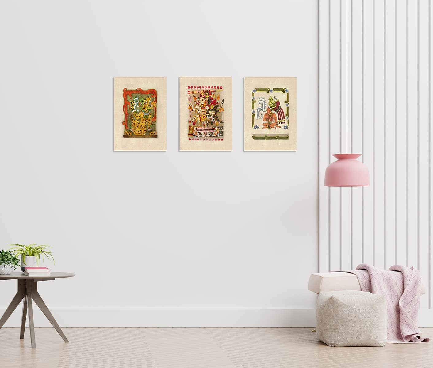 BXFAHZJ Mayan Mythology Aztec Art Jaguar God Ancient Gods Wall Art Canvas Farmhouse Mexico The Maya Style 11x14 Inch Prints（Set Of 3） Decor For Home Bedroom Living Room,Gifts For Mayan Lover