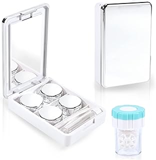 VORDRASSIL MC2 Contact Lens Case with Manual Contact lens Cleaner Machine, Portable Contact Box with Mirror Tweezers Remover Tool Solution Bottle for Daily Outdoor Travel. (Silver)