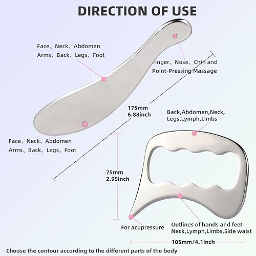 Miniatura 3 de Gua Sha - Herramienta de acero inoxidable para raspado muscular, masajeador de espalda para quiropráctico, herramientas para terapia física,