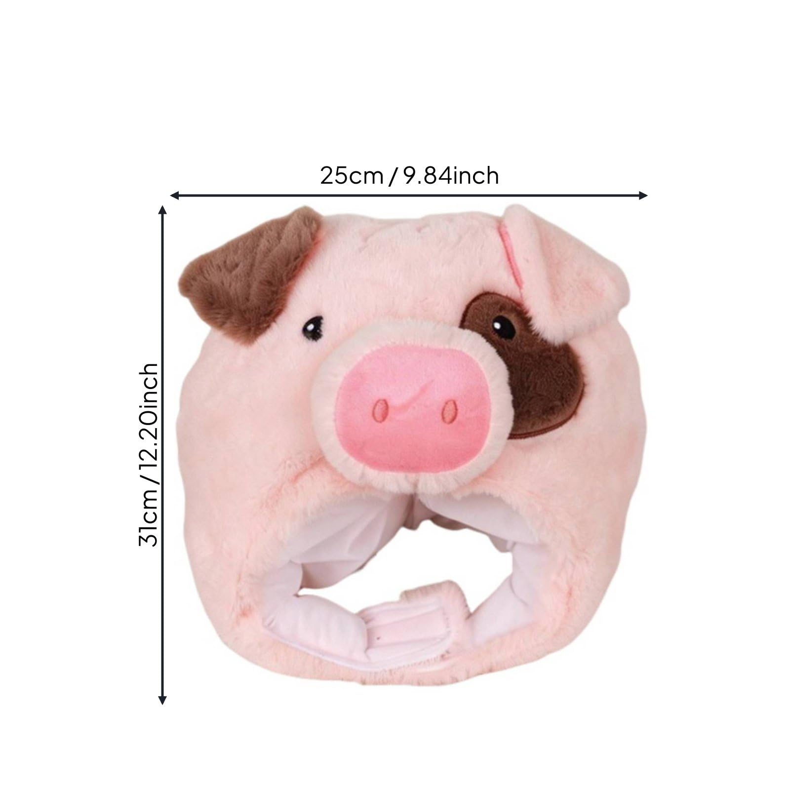 Gorro de Cerdo Rosa de Peluche Sombrero Cabeza de Cerdito de Animal Gorro Disfraz con Calce Mullido y Agradable Felpa Corta y Relleno Pp Adecuado para
