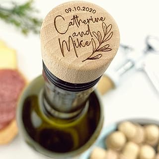 HDLOVE Lot de 10 Bouchons De Vin en Bois Personnalisés, Bouchon De Bouteille De Vin Personnalisé, Bouchon De Vin en Liège pour Mariage, Fête Prénatale, Fête, Cadeau