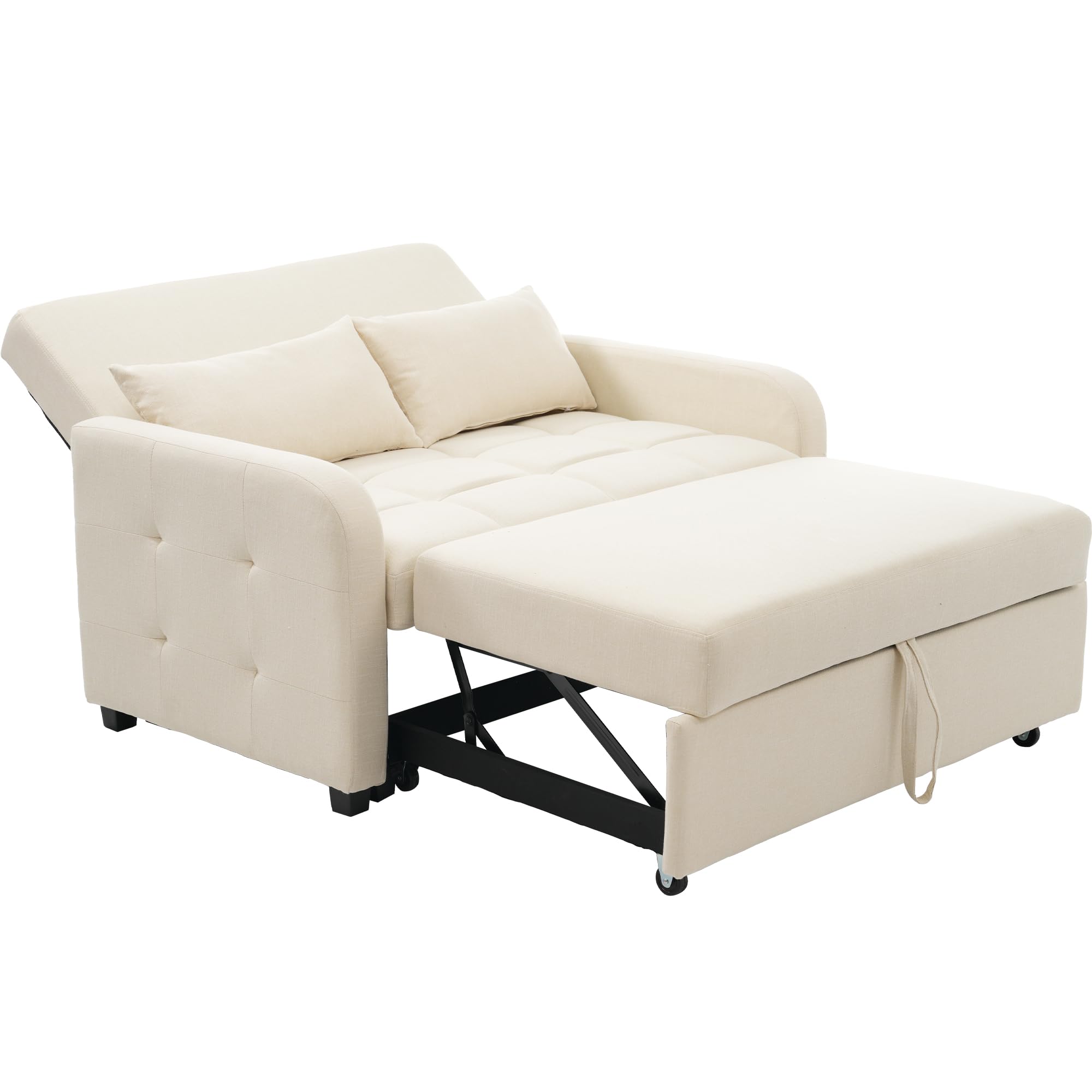 Dolamaní Sofá cama plegable con dormir y cajón, 2 plazas, 127 x 75 cm, extensible a 127 x 125 cm (beige)