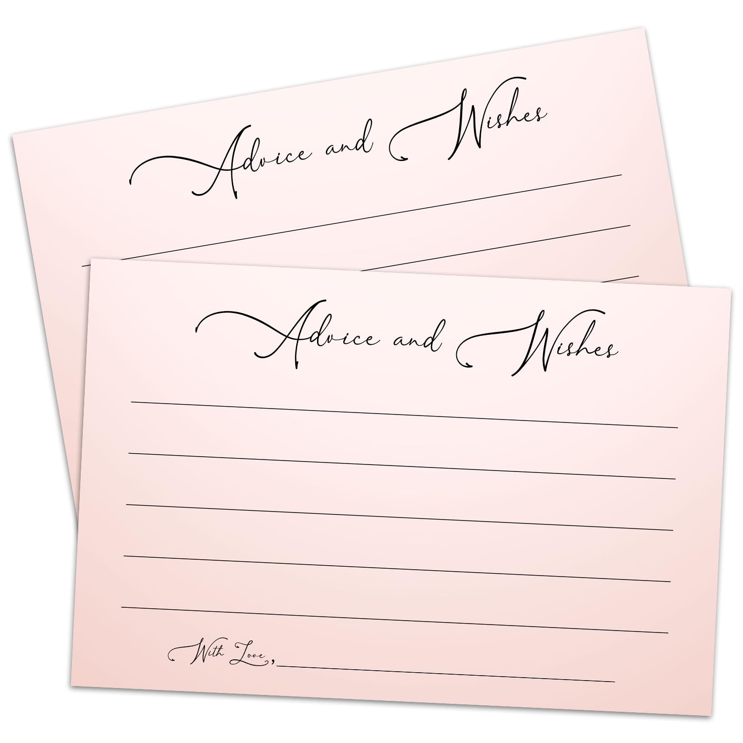 BSNZZIO Pink Advice And Wishes Cards, For Bridal Shower, Graduation, Wedding Baby Shower, Advice And Wishes for The Mr And Mrs, 25 Pcs Double-Sided