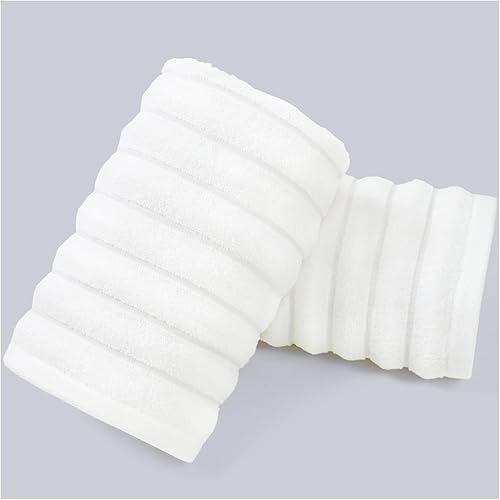 Jacquotha Luxurious 2-Pack Ribbed Striped Hand Towels (White) – Hotel & Spa Premium Cotton Face Towels 13” x 29”, Soft and Quick Drying 480 GSM