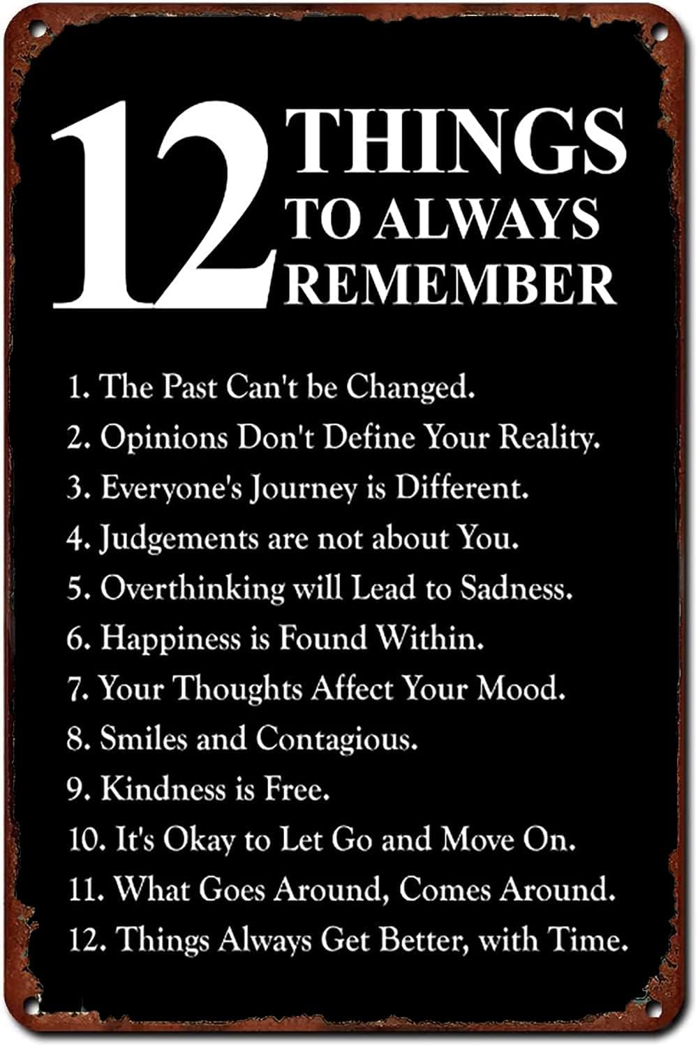 SMAZDFXX Discipline Metal Tin Sign 12 Things To Remember Retro Poster Cafe Bar Gym Living Room Bathroom Kitchen Home Art Wall Decoration Plaque 8"x12"