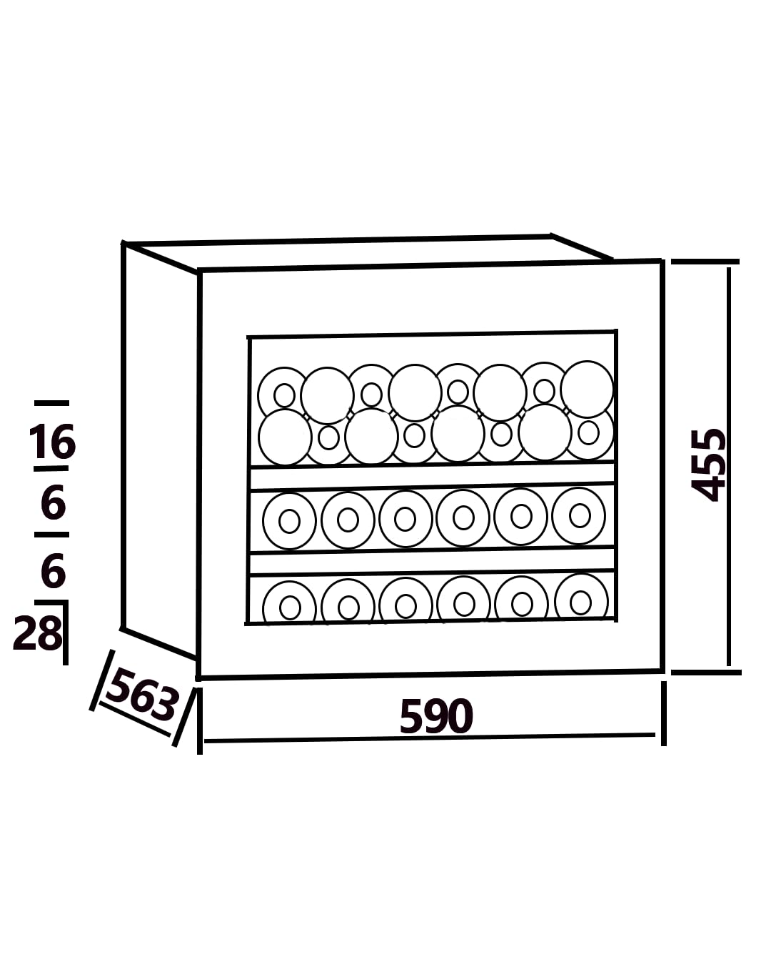 Wolkenstein EWTS64-28ED Einbau-Weintemperierschrank 28 Flaschen 60 cm LED Display 62 Liter