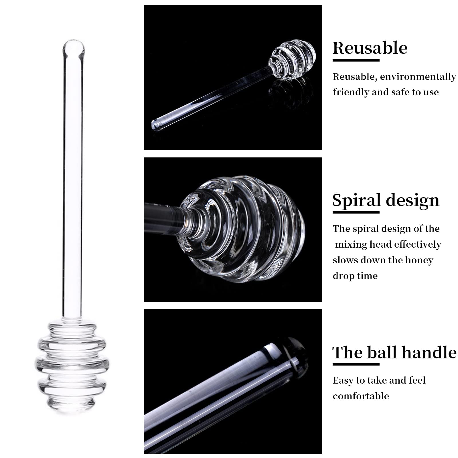 Borosilicate Glass Honey Dipper - Clear - Image 3