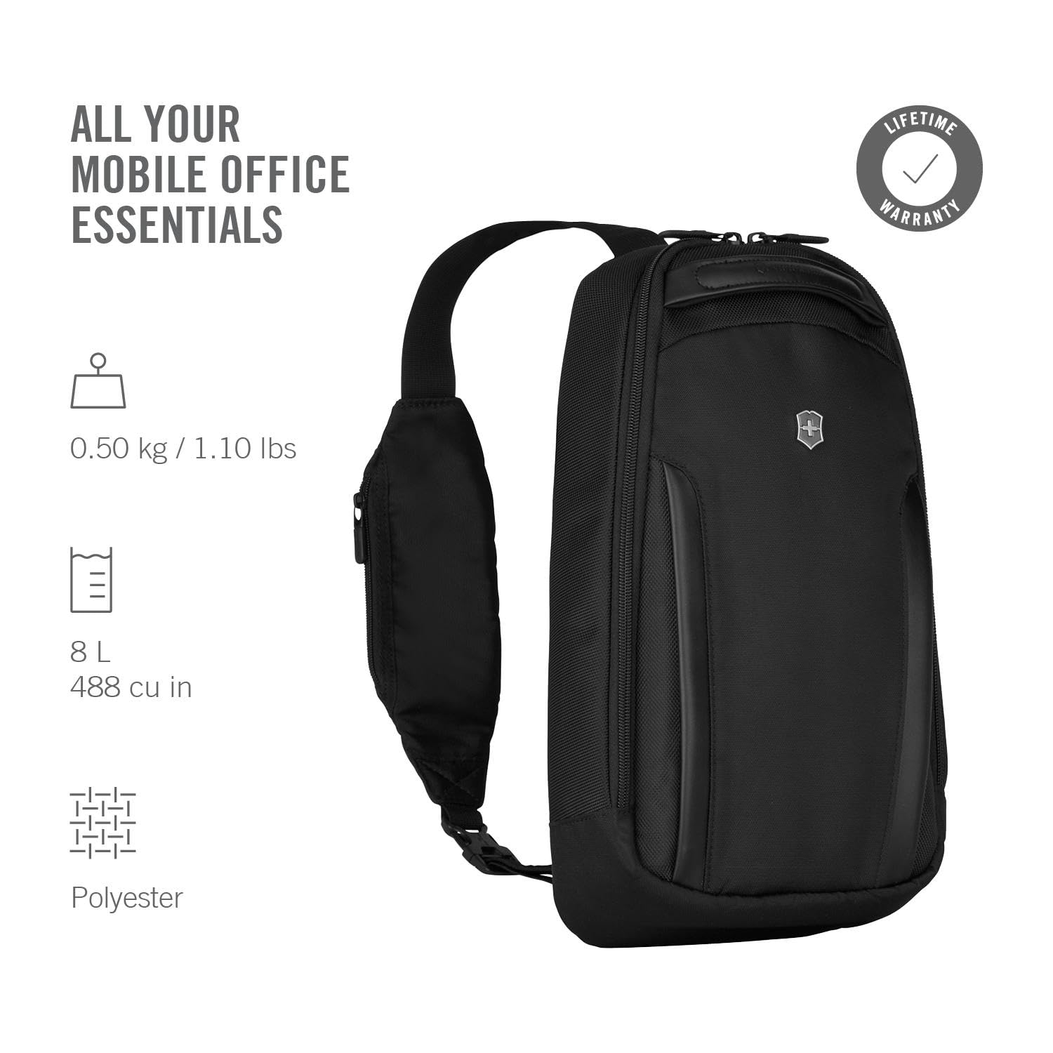 Victorinox Altmont Professional Tablet Sling, Schultertasche mit Tabletfach, Damen/Herren, 10 Zoll Tabletfach, 10 x 24 x 39 cm, 8 l, Schwarz