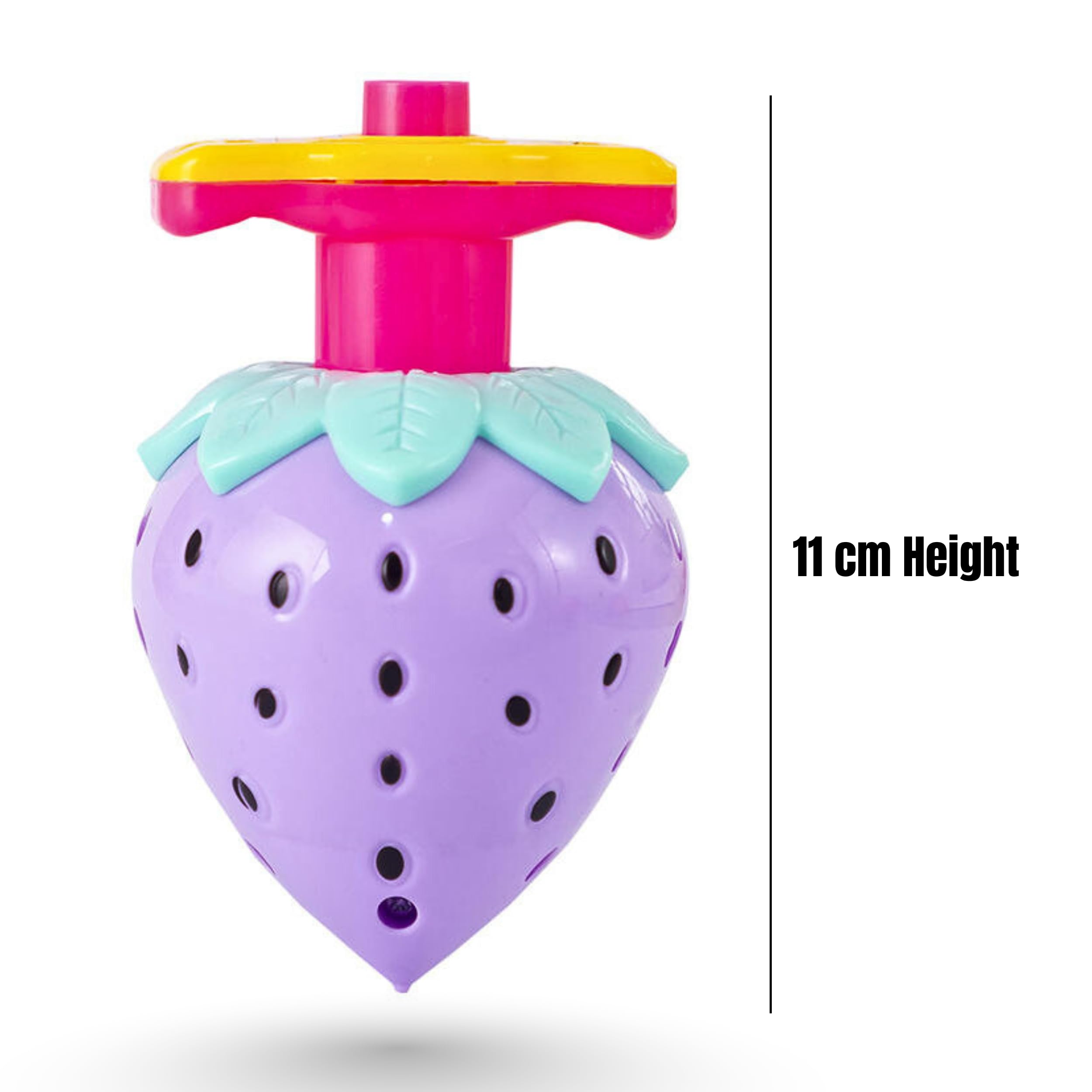 Toupie Lumineuse Forme Fraise Pour Enfants – Rotation Rapide – Jeu Sensoriel LED – Cadeau Anniversaire – 6,5 X 10,2 Cm