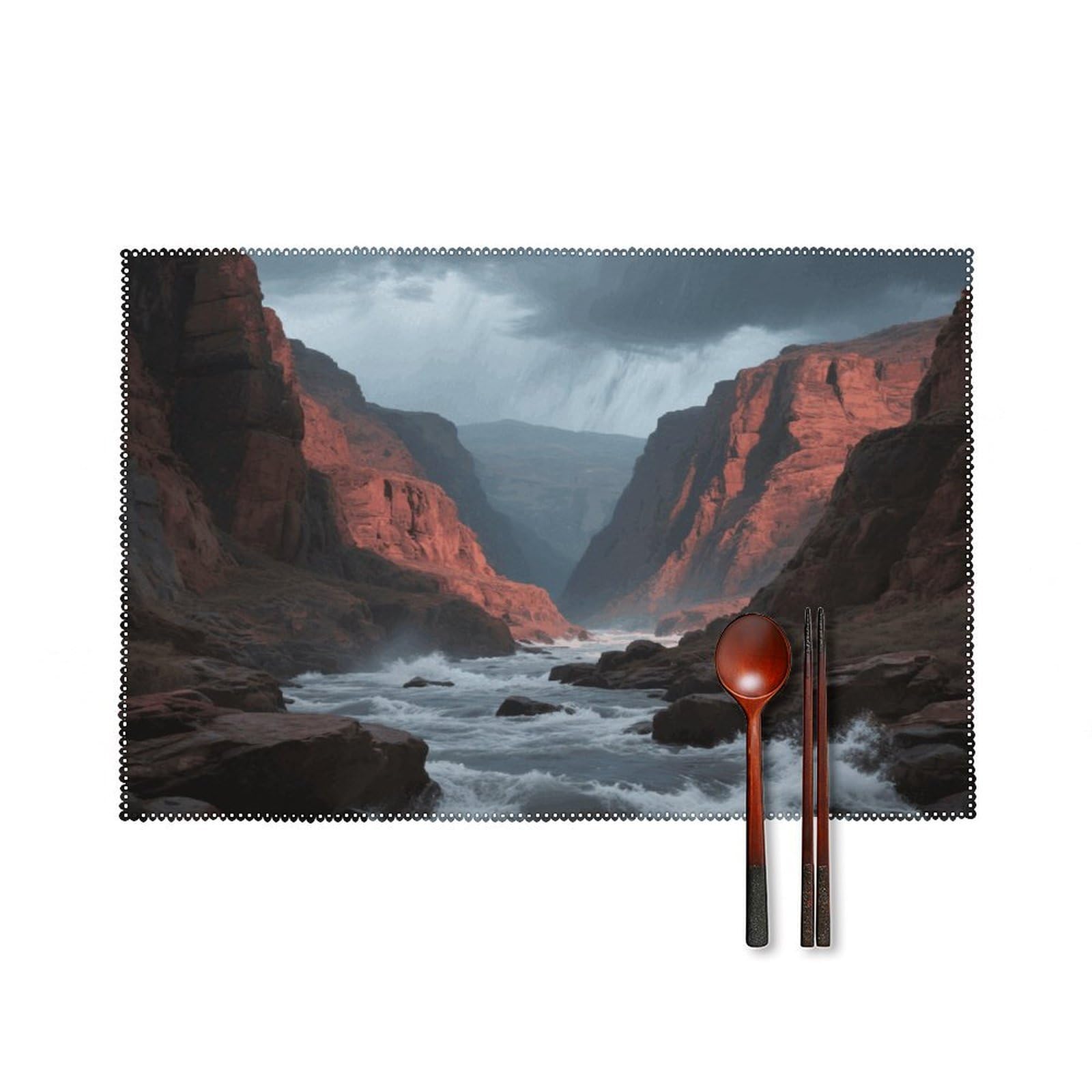 Topographic Placemats Set of 6 Non-Slip Stain Resistant Indoor Outdoor Table Mat Washable Cloth Place Mat Fashion Kitchen Placemat for Dining Table Decoration 17.7x11.8 in