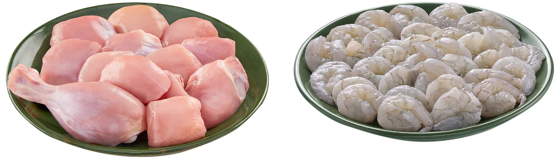 FreshToHome chicken - Curry Cut | Skinless | 480g to 500g Pack & Indian Prawns 240 to 250g/ Venami/Vannamei/Jhinga/Chemmin (70+ Count/kg) - Peeled and Deveined to 250g Pack