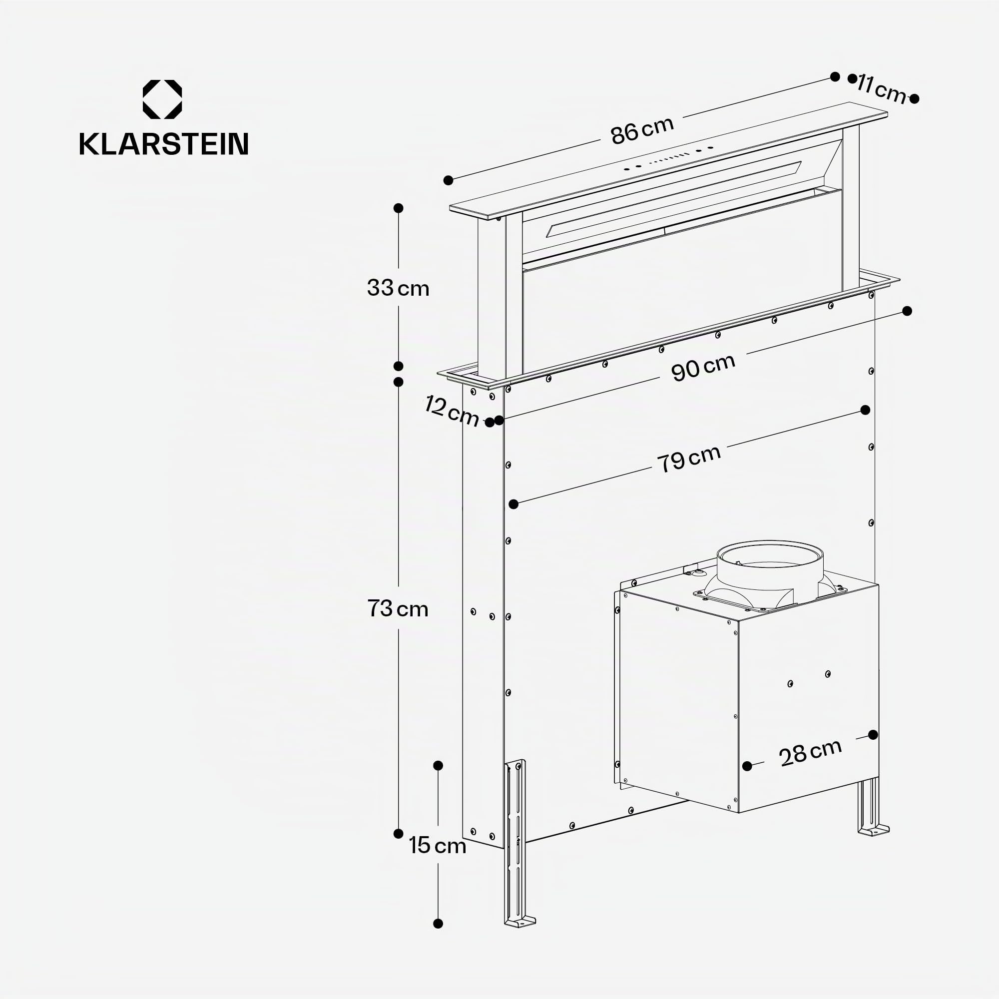 Klarstein Victoria Hotte De Plan De Travail - A++ Énergie, 714 m³/h Débit, Silencieuse 52 dB, Écran Tactile, Filtres Lavables, LED, Hotte Aspirante Moderne, Noir