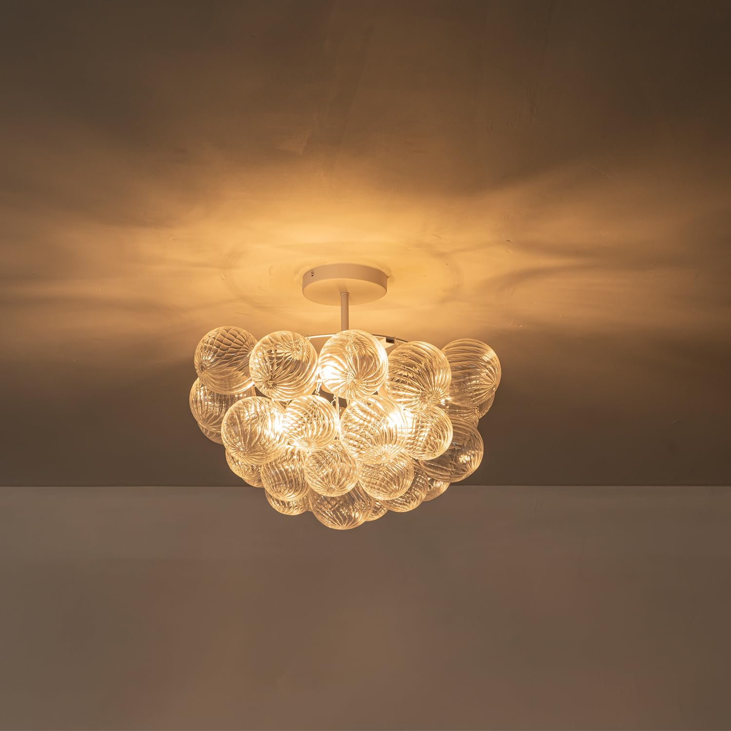Longree Bubble Ball Glass Chandelier White Finish 20